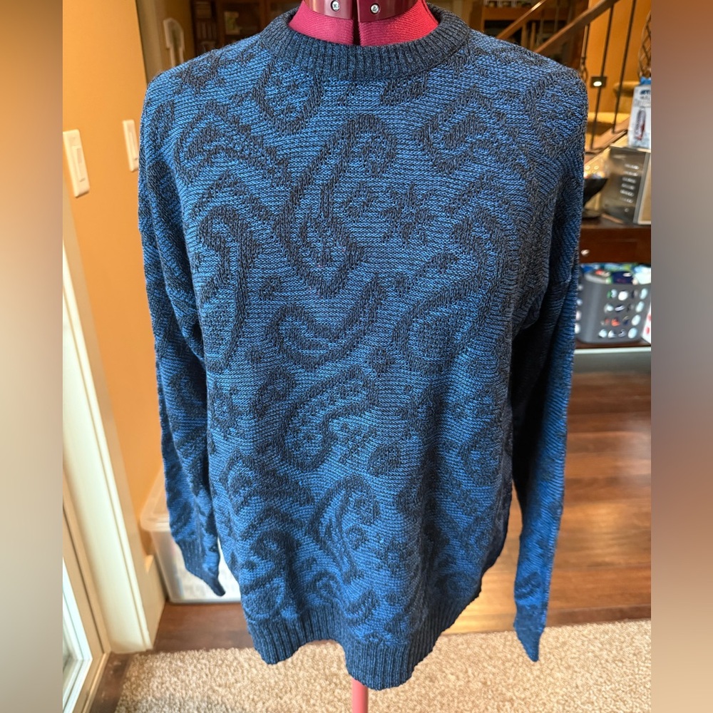Dark Blue and Black Paisley Sweater